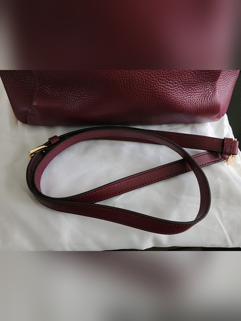 ‼️ON SALE‼️New Michael Kors Wine Pebbled Leather Crossbody Satchel - Picture 7 of 10